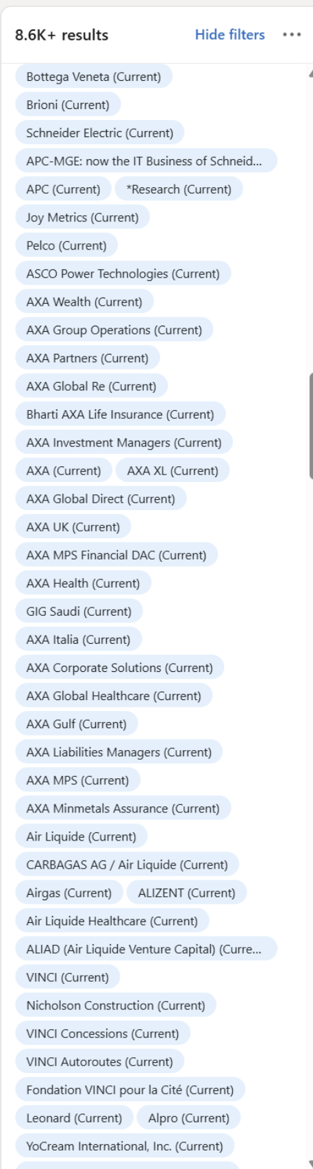 Liste d'entreprises mappées (2/4)