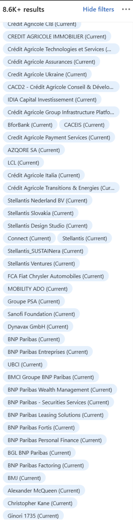 Liste d'entreprises mappées (3/4)